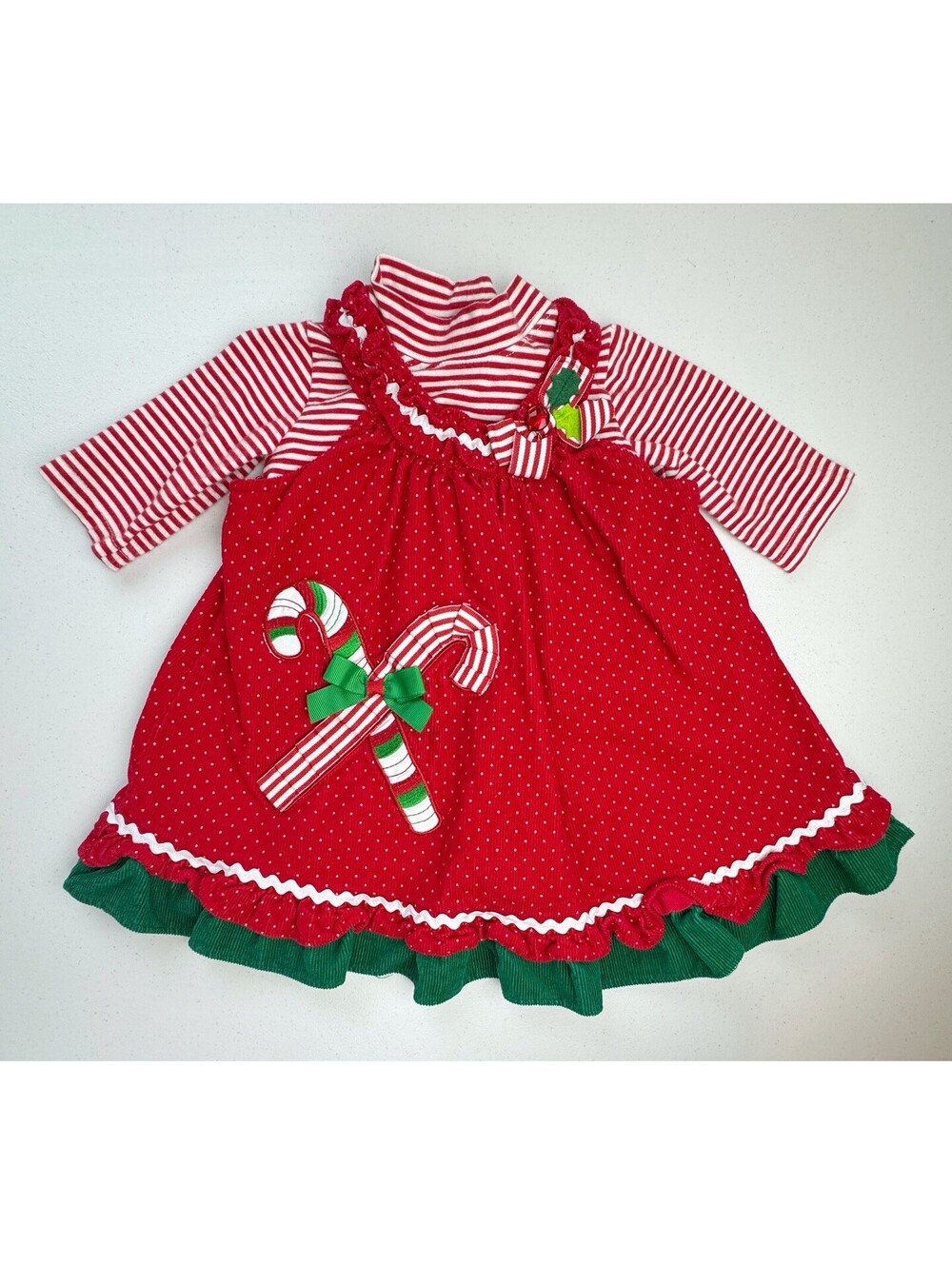 Rare Too Candy Cane Dress w/ Striped Long Sleeve 9 months